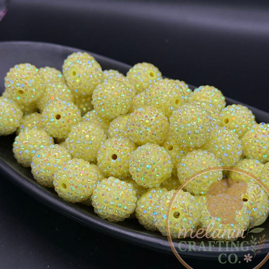 20mm Pastel Yellow Bubblegum Beads