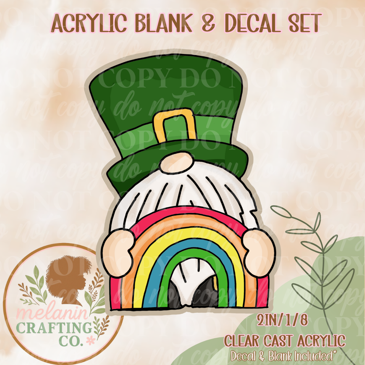 Lucky Gnome Acrylic Blank & Decal Set
