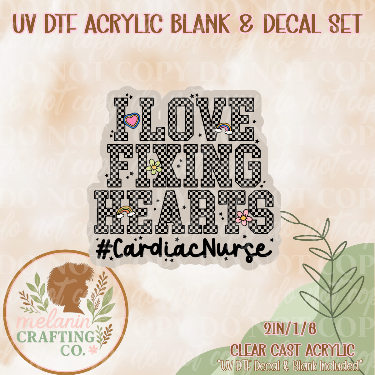 Love Fixing Hearts UV Dtf Acrylic Blank & Decal Set