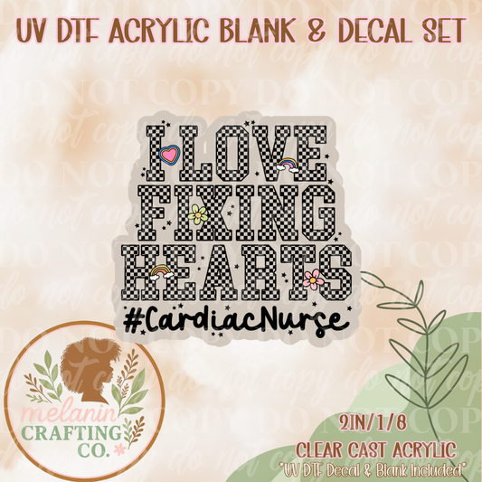 Love Fixing Hearts UV Dtf Acrylic Blank & Decal Set