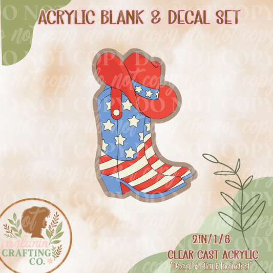 Cowboy Boots Acrylic Blank & Decal Set