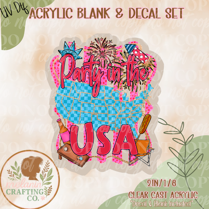 Party In USA UV Dtf Acrylic Blank Set