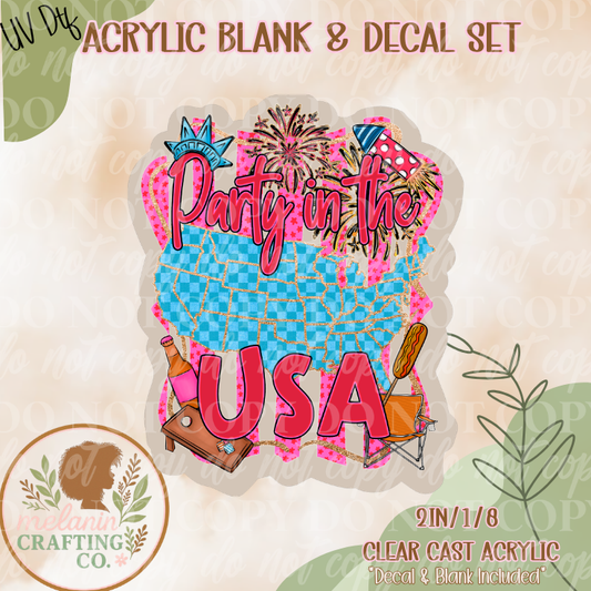 Party In USA UV Dtf Acrylic Blank Set