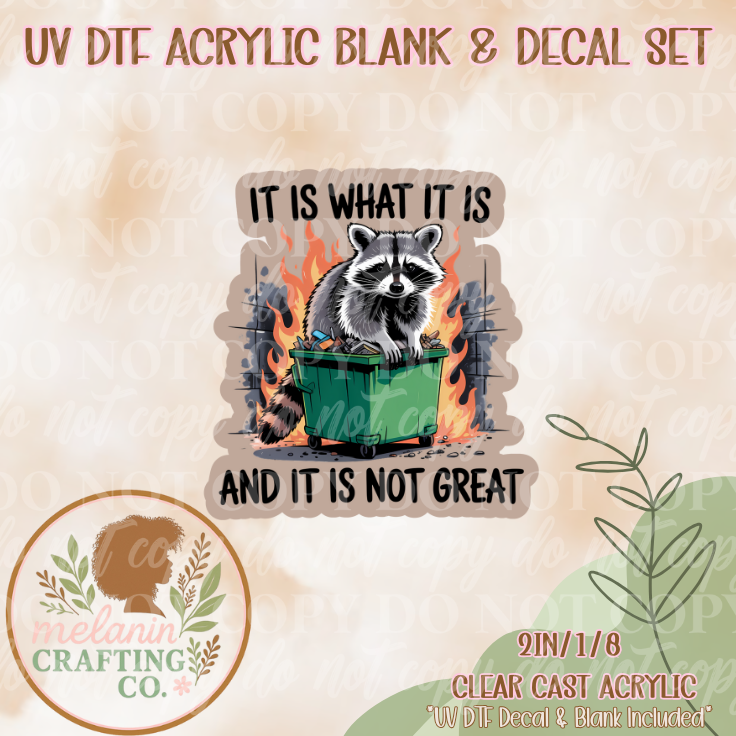 It's Not Great UV Dtf Acrylic Blank & Decal Set