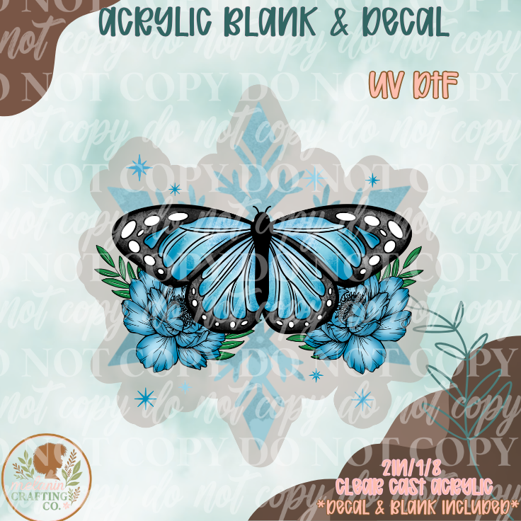 Winter Butterfly UV DTF Acrylic Blank Set