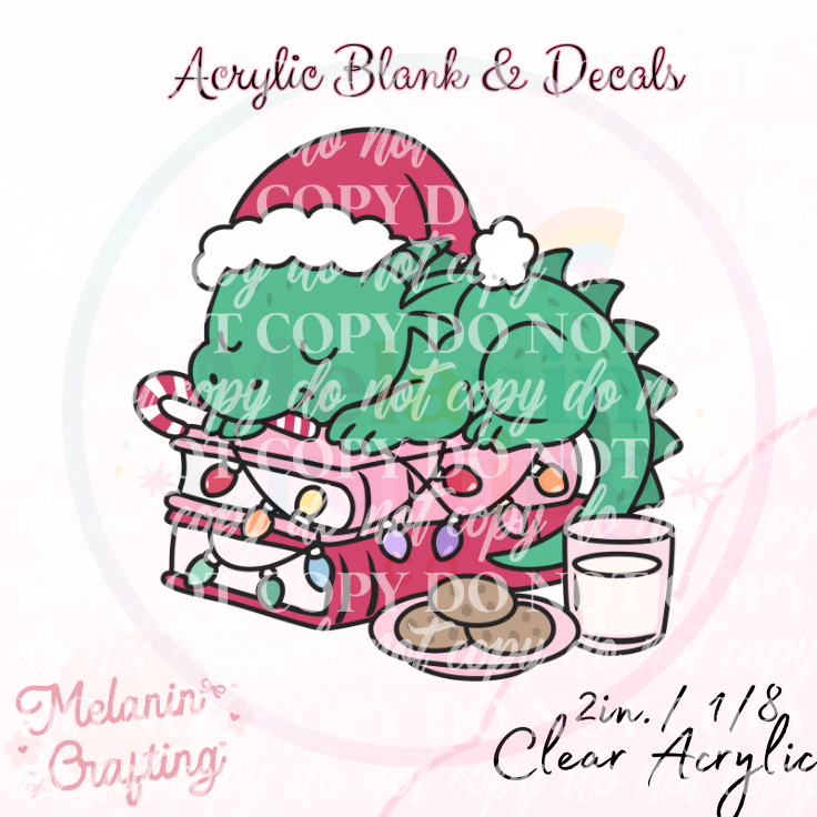 Bookish Christmas Dragon Acrylic Blank & Decal Set