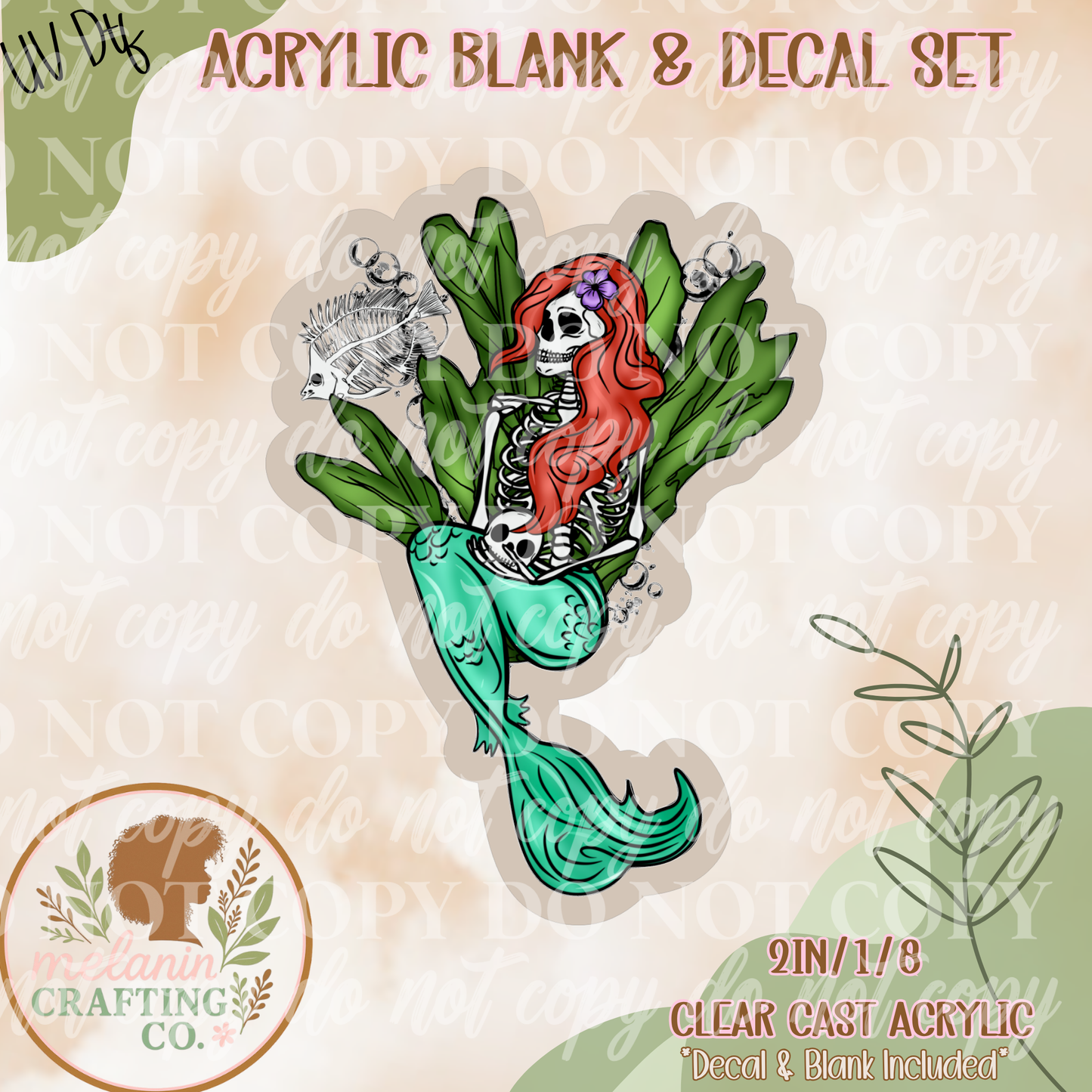 Skellie Mermaid UV Dtf Acrylic Blank Set