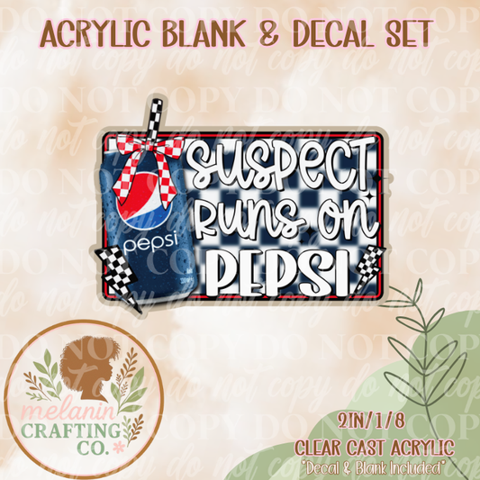 Suspect Runs On Pep Acrylic Blank & Decal Set