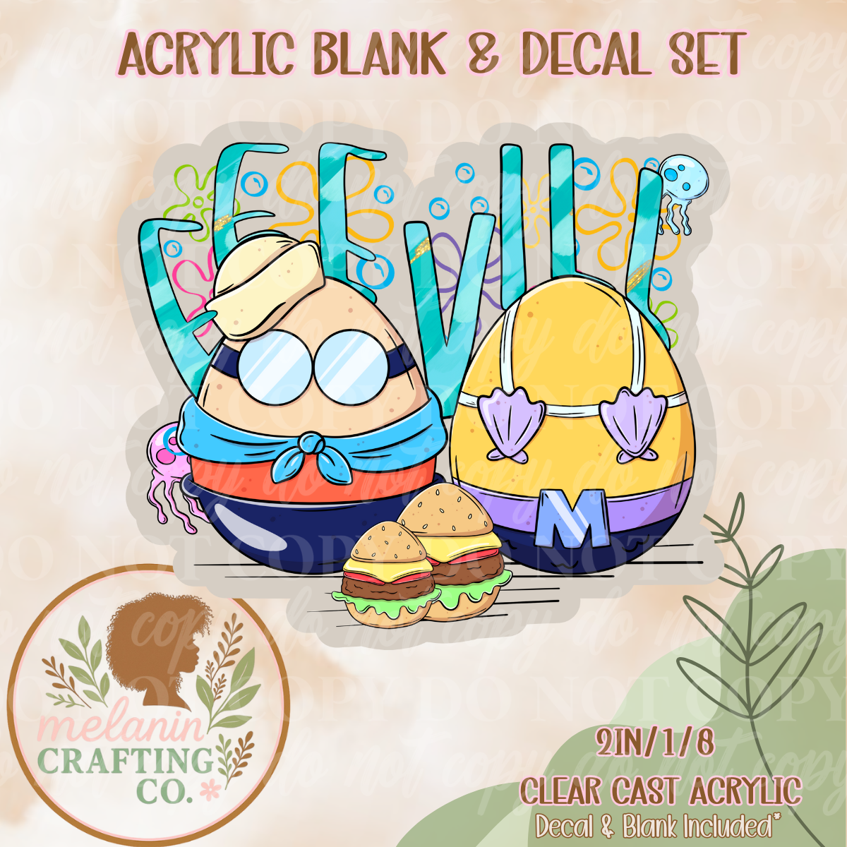 EVIL Eggs UV Dtf Acrylic Blank & Decal Set