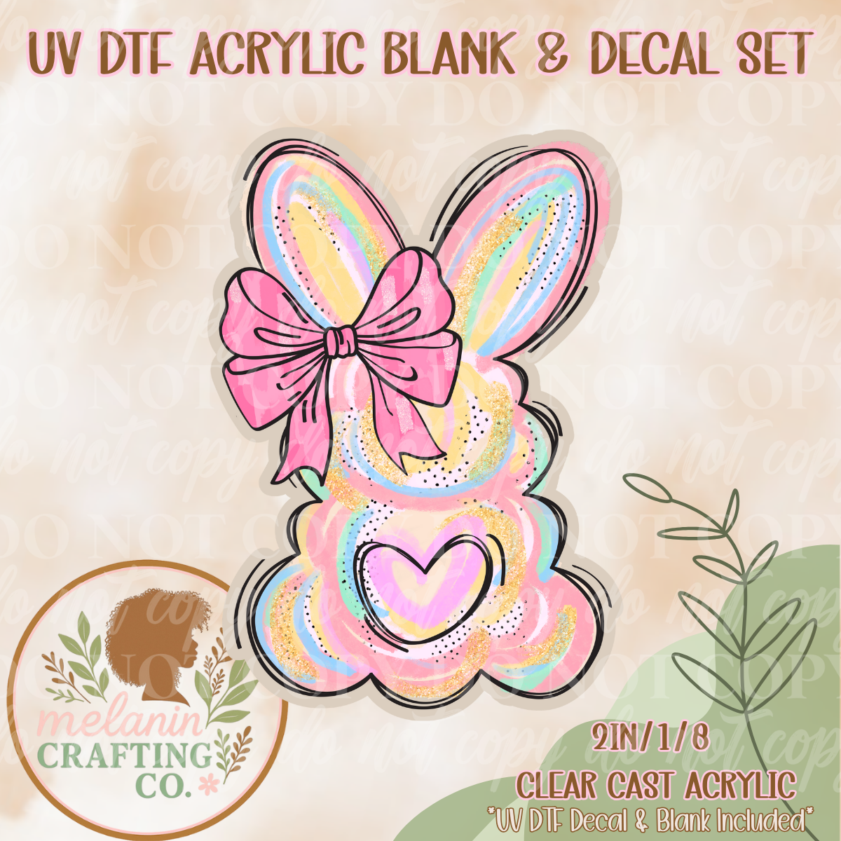 Pretty In Pastels UV Dtf Acrylic Blank & Decal Set