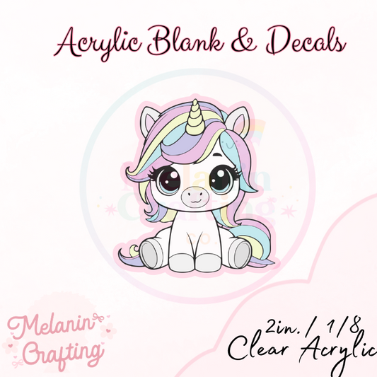 Baby Unicorn Acrylic Blank & Decal Set