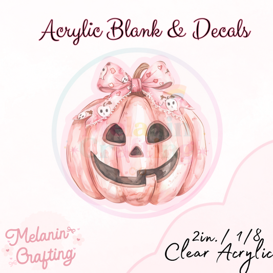 Pumpkin Coquette Bow Acrylic Blank & Decal Set
