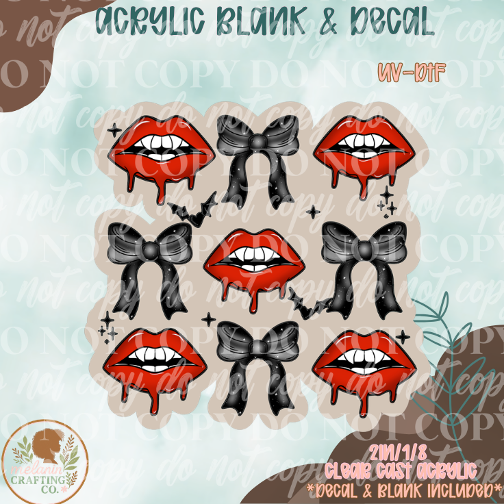 Vampire Lips & Bows UV DTF Acrylic Blank Set