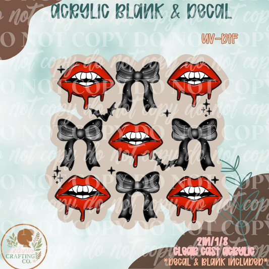 Vampire Lips & Bows UV DTF Acrylic Blank Set