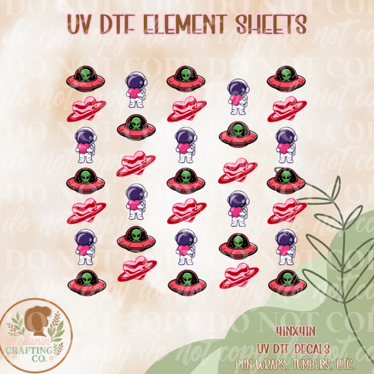Space Love 4x4 UV Dtf Element Sheet