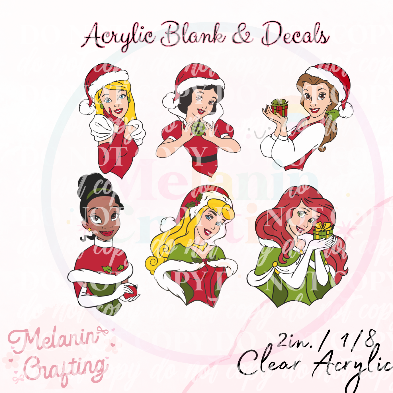 Princess Christmas Acrylic Blank & Decal Set