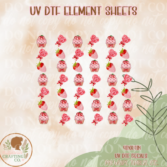 Valentine Treats 4x4 UV Dtf Element Sheet
