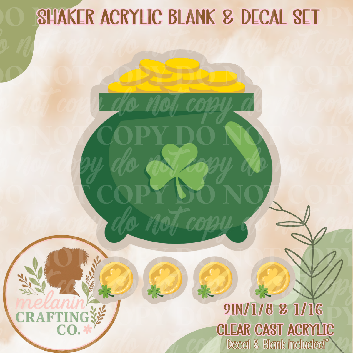 Pot of Gold Acrylic Blank & Shaker Set