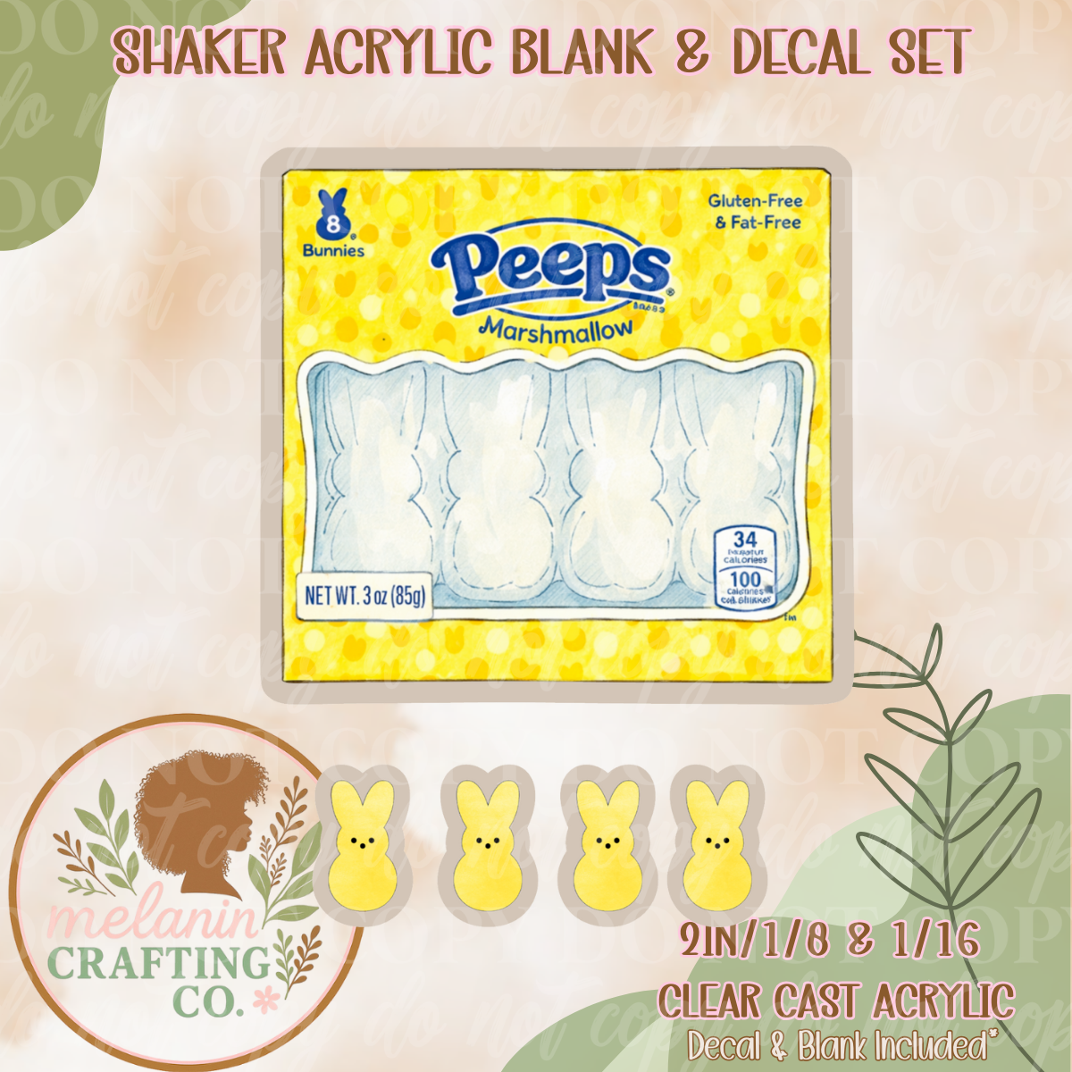 Yellow Peep Acrylic Blank & Shaker Set