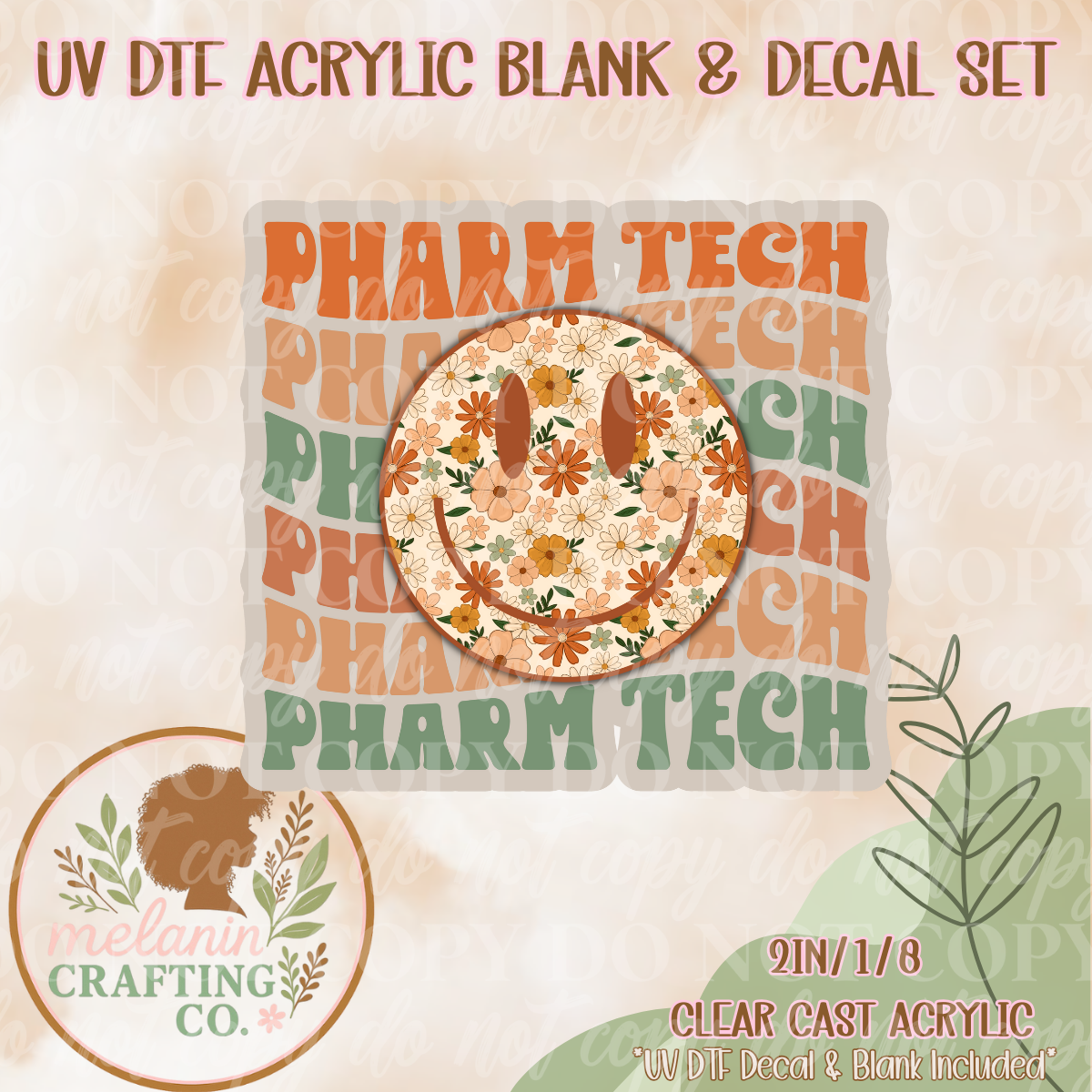 Groovy Pharm Tech UV Dtf Acrylic Blank & Decal Set