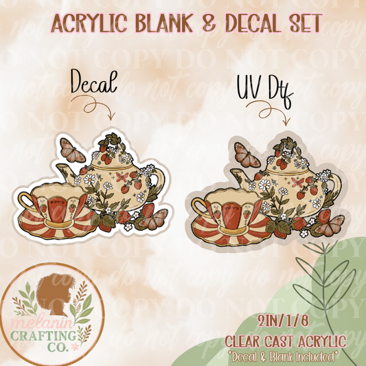 Strawberry Tea Party Acrylic Blank & Decal Set