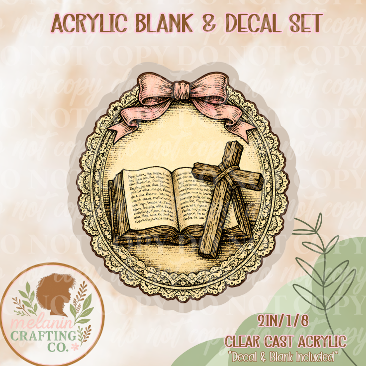 Vintage Bible Acrylic Blank & Decal Set
