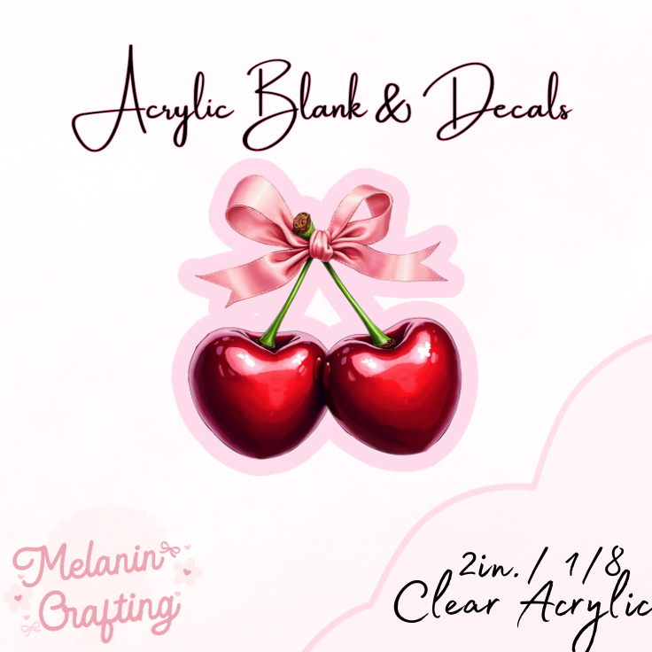 Cherry Bow Acrylic Blank & Decal Set