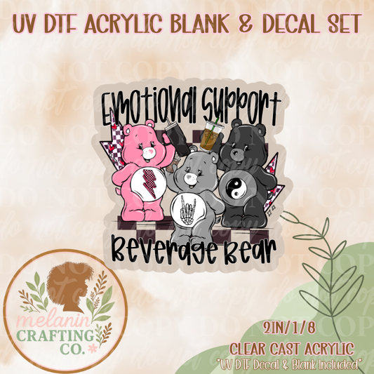 Emotional Support Beverage UV Dtf Acrylic Blank & Decal Set