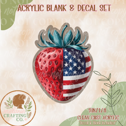 USA Strawberry Acrylic Blank & Decal Set