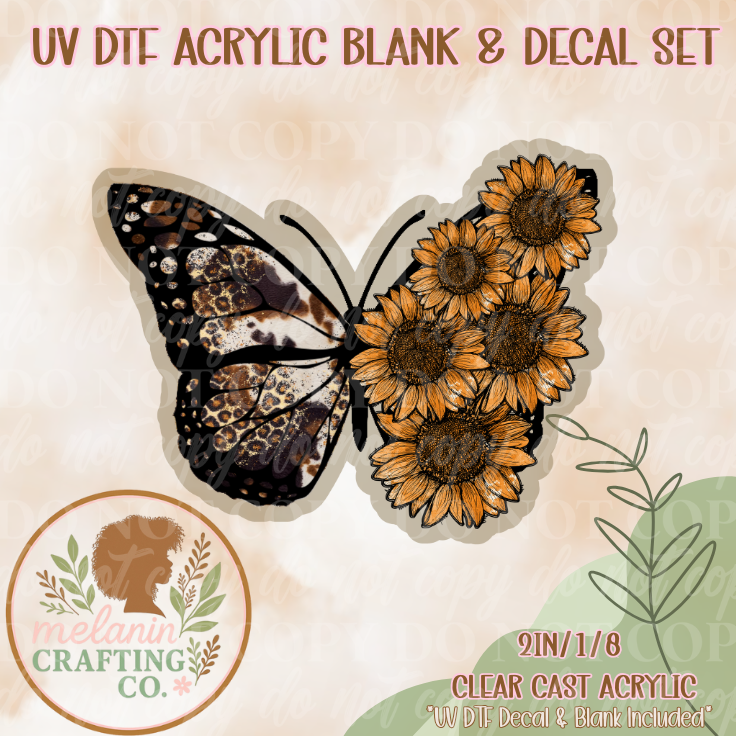 Sunlit Wings UV Dtf Acrylic Blank & Decal Set