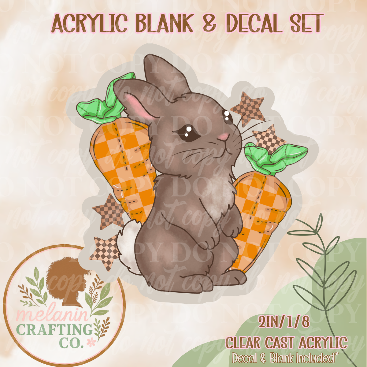 Easter Bunny UV Dtf Acrylic Blank & Decal Set