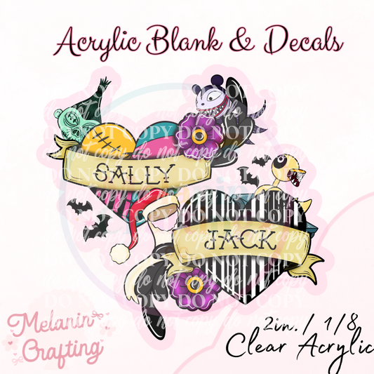 NB Hearts Acrylic Blank & Decal Set