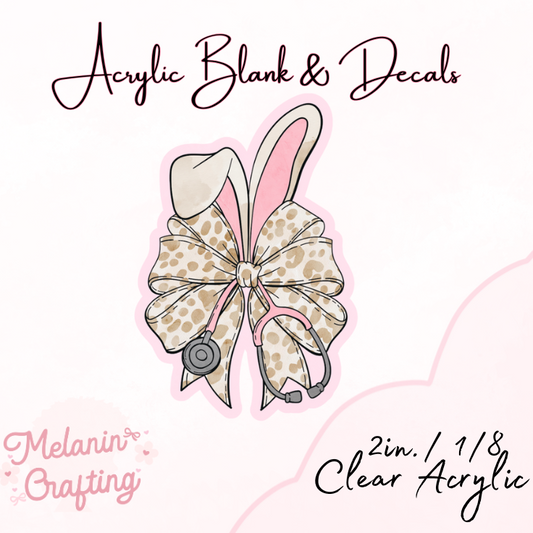 Leopard Bunny Ears Acrylic Blank & Decal Set