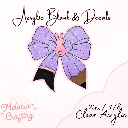 Purple Teacher Bow Acrylic Blank & Decal Set