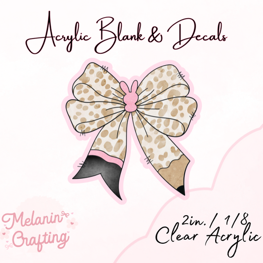 Leopard Teacher Bow Acrylic Blank & Decal Set
