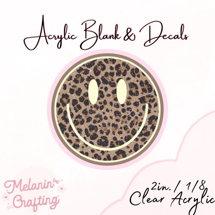 Leopard Smiley Face Acrylic Blank & Decal Set