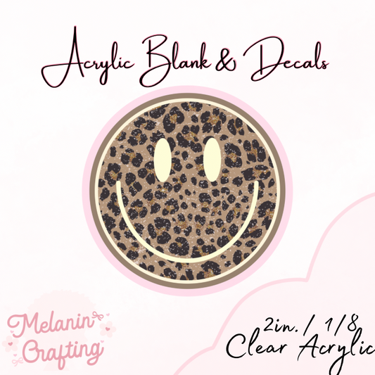Leopard Smiley Face Acrylic Blank & Decal Set