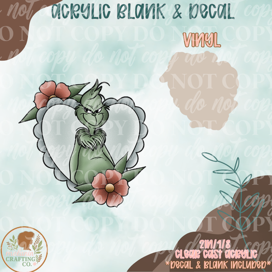 Mean One Heart Acrylic Blank & Decal Set