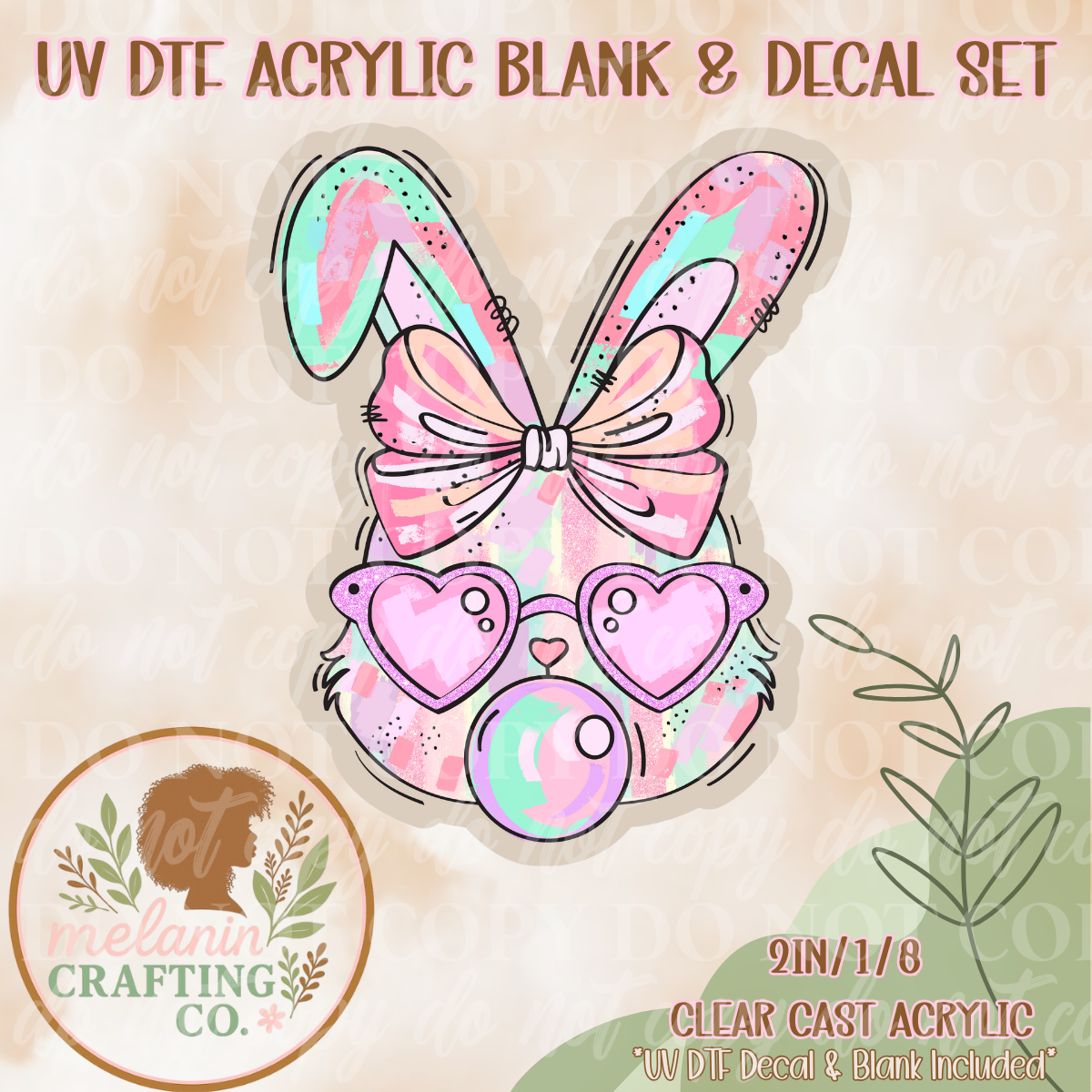 Cotton Candy Bunny UV Dtf Acrylic Blank & Decal Set