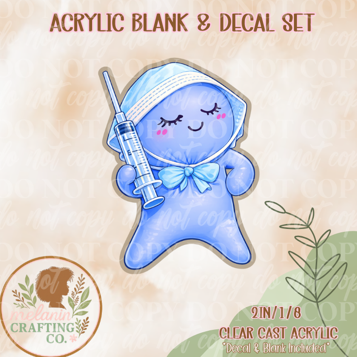 Glove Doll Needle Acrylic Blank & Decal Set