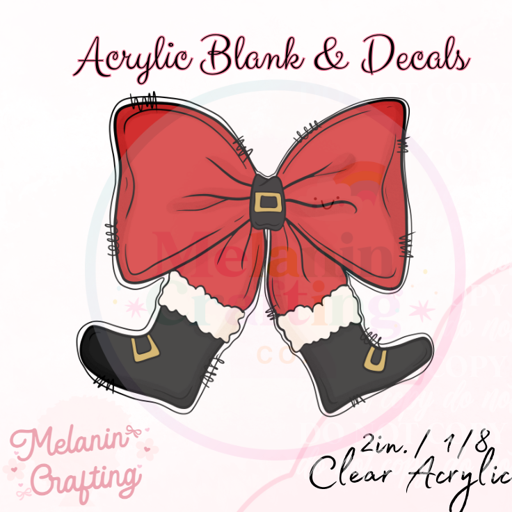 Santa Bow Acrylic Blank & Decal Set