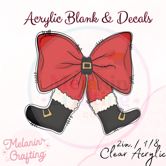 Santa Bow Acrylic Blank & Decal Set