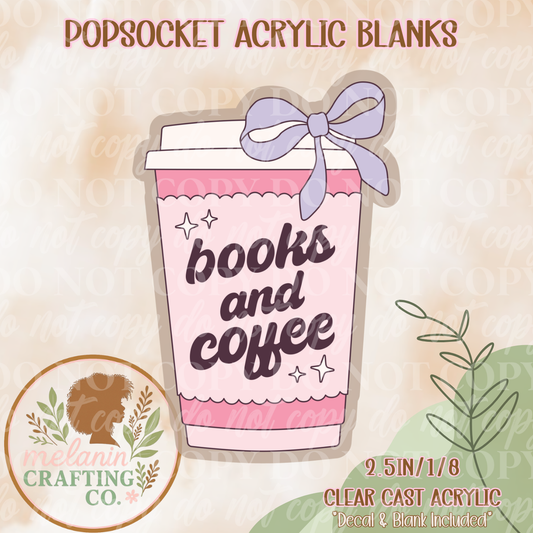 Books & Coffee Acrylic Blank & Decal For Pop Sockets