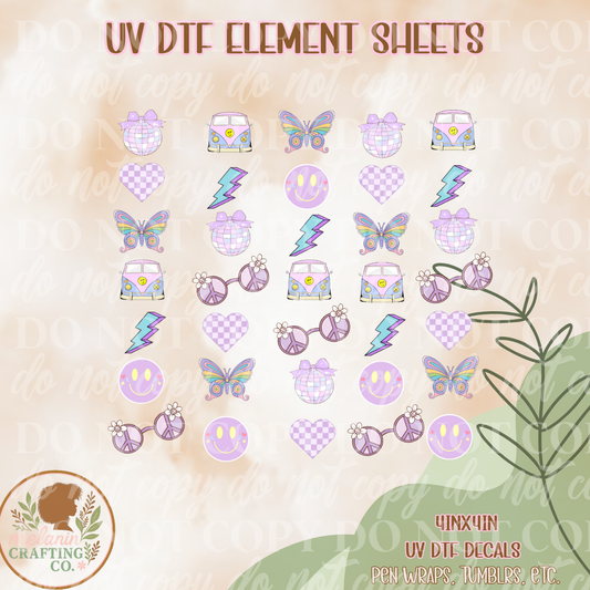 Groovy Butterflies! 4x4 UV Dtf Element Sheet