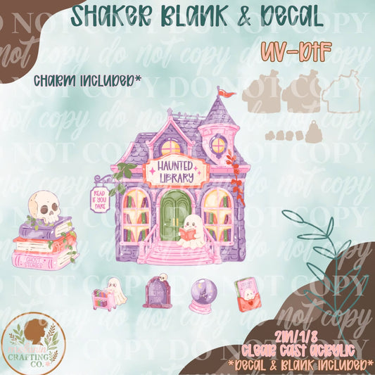 Haunted Library UV DTF Acrylic Blank & Shaker Set