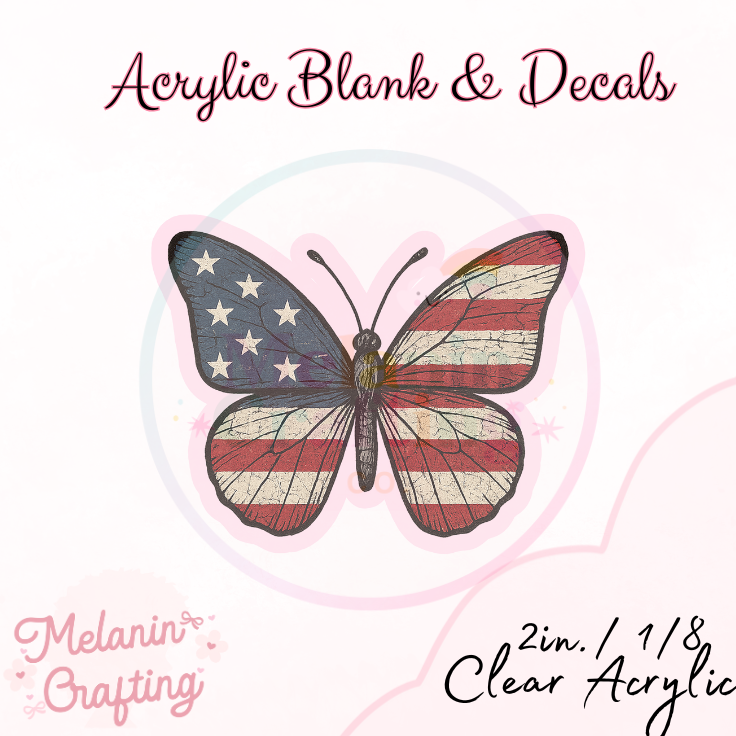 USA Butterfly Acrylic Blank & Decal Set