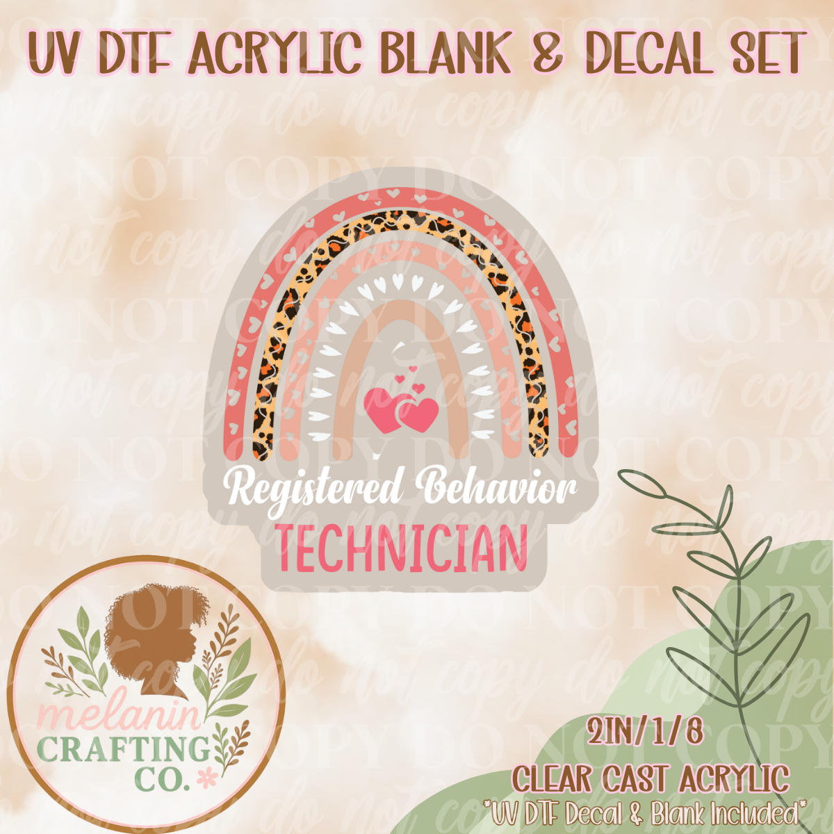 Behavior Tech UV Dtf Acrylic Blank & Decal Set