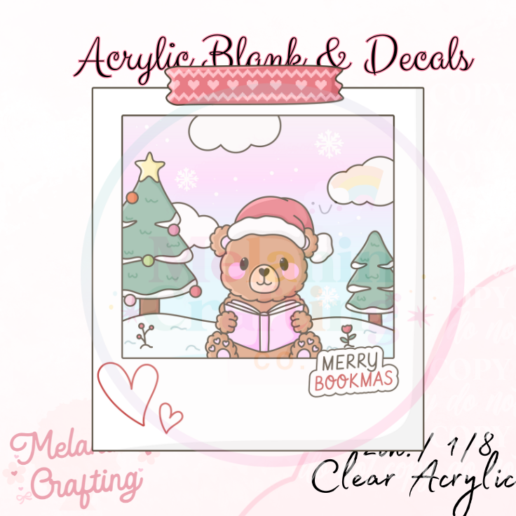 Merry Bookmas Polaroid Acrylic Blank & Decal Set