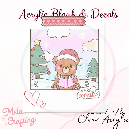 Merry Bookmas Polaroid Acrylic Blank & Decal Set