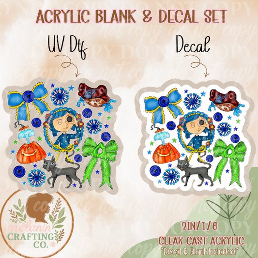 Coraline Bow Collage Acrylic Blank & Decal